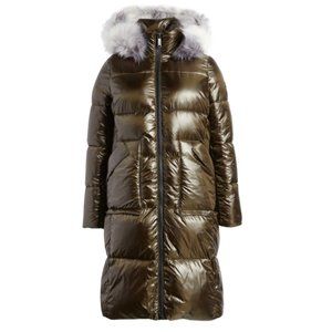 NEW Sam Edelman Hooded Puffer Jacket with Faux Fur Trim